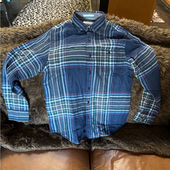Tommy Bahama Blue Plaid Button-Up Shirt - Picture 1 of 7